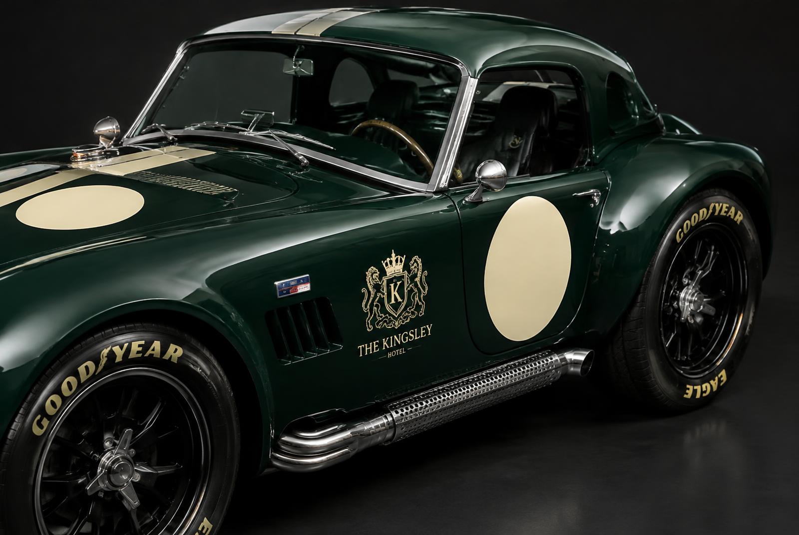 Cobra-style V8 roadster with hard top in bespoke hotel livery